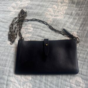 Madewell black Leather Crossbody with Chain Strap